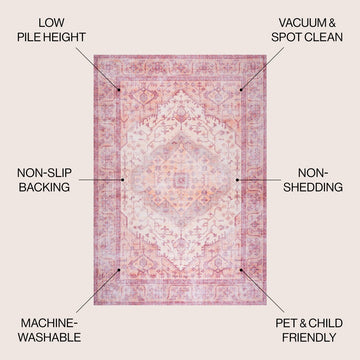 Alacati Ogee Medallion Washable Area Rug